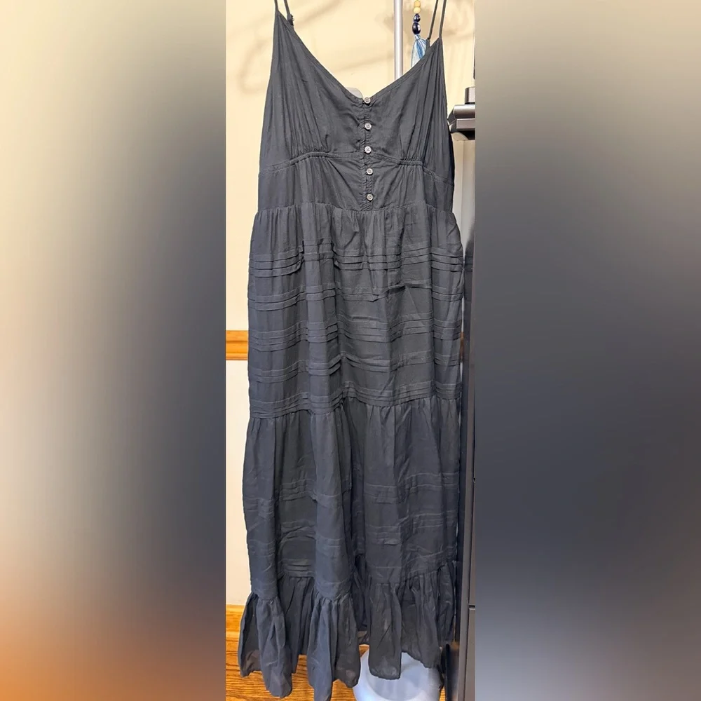 J Crew Black Cotton Tiered Dress - Picture 1 of 6